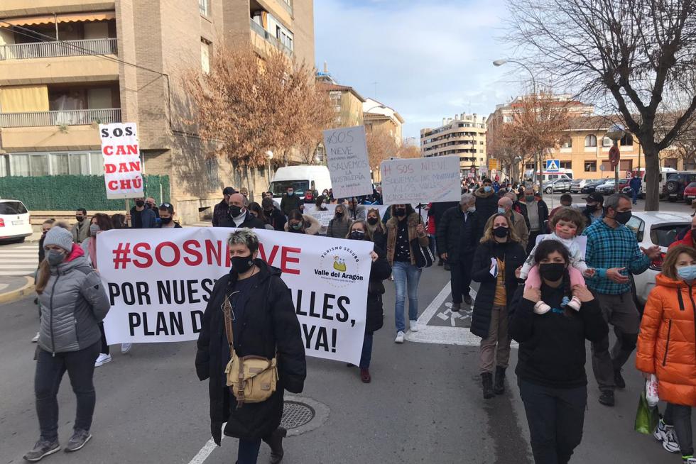 Protesta multitudinaria en Huesca