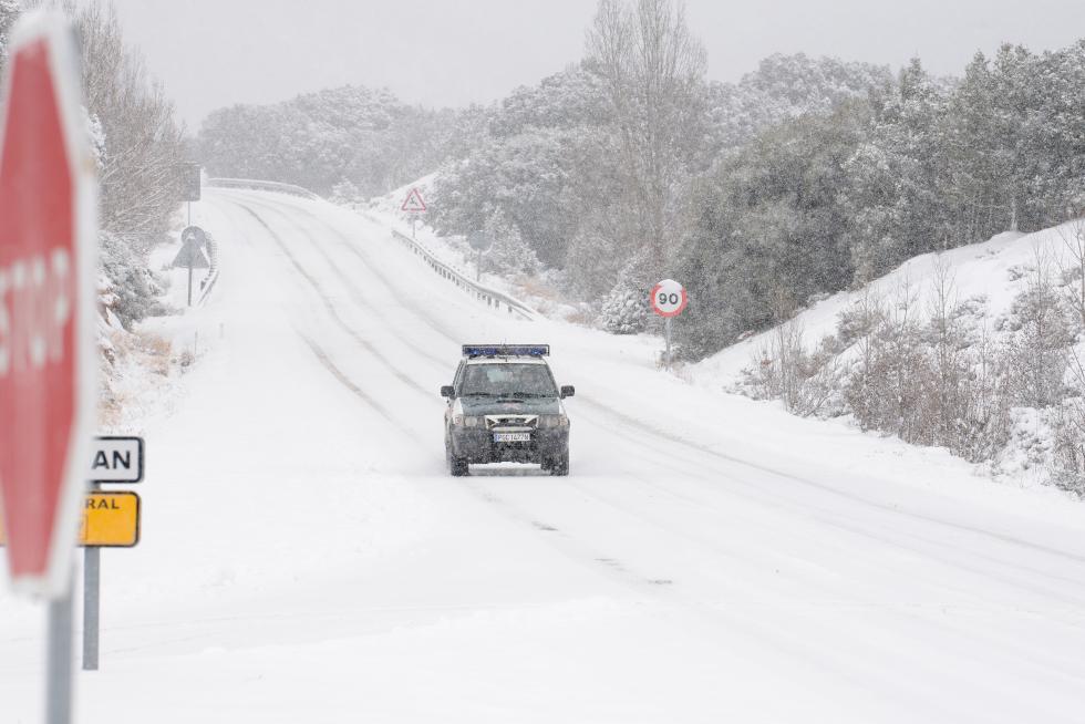 La nieve de Filomena tiñe de blanco la provincia de Teruel
