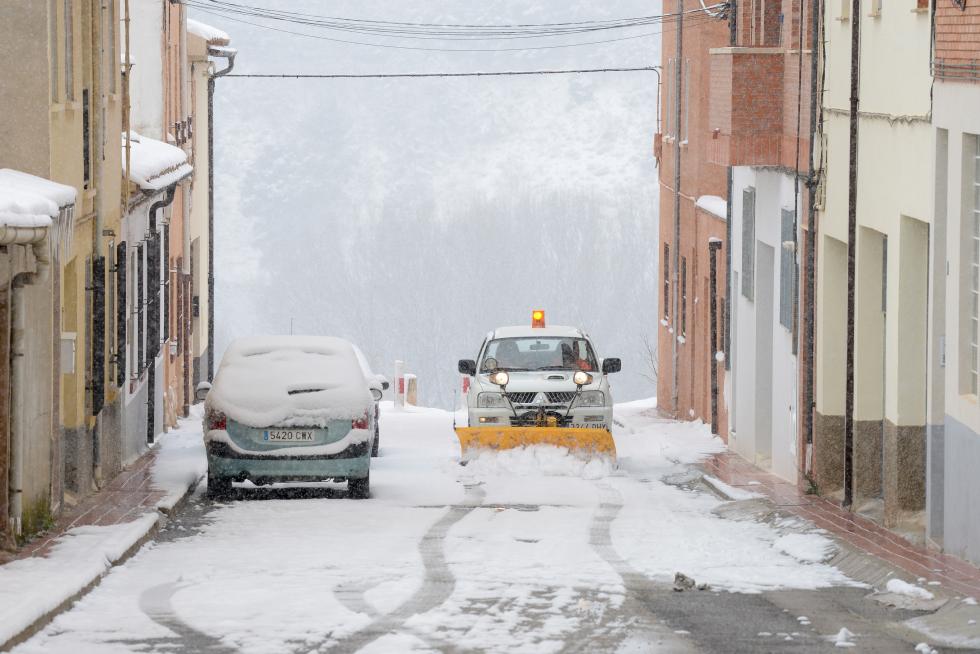 La nieve de Filomena tiñe de blanco la provincia de Teruel