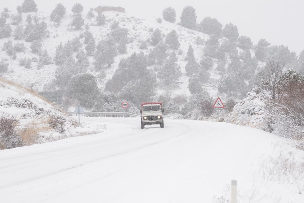 La nieve de Filomena tiñe de blanco la provincia de Teruel