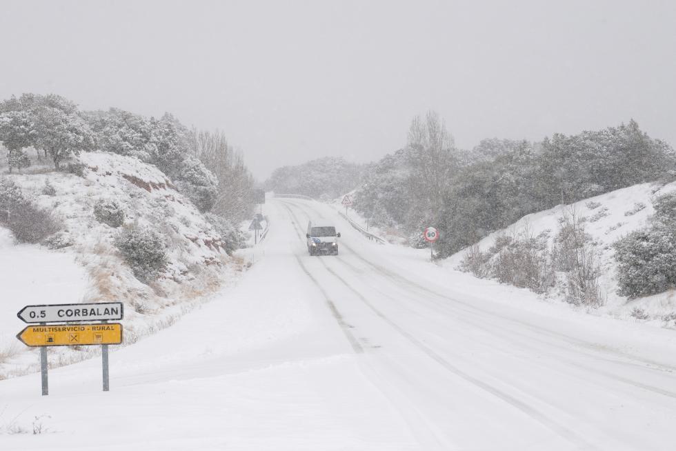 La nieve de Filomena tiñe de blanco la provincia de Teruel