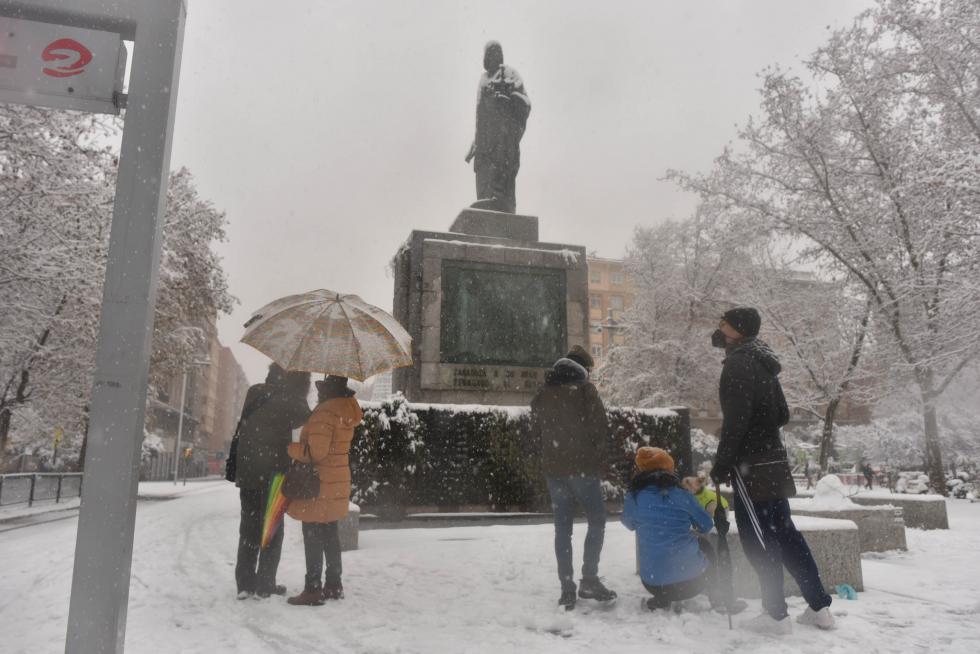 Filomena deja su rastro de nieve en Zaragoza