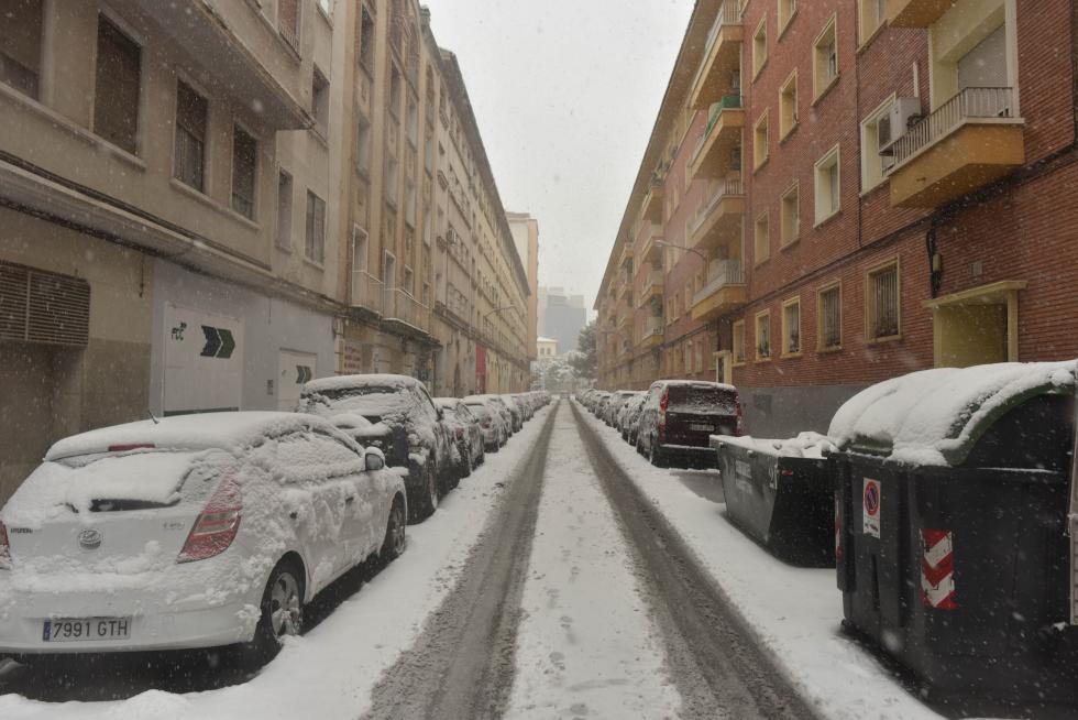 Filomena deja su rastro de nieve en Zaragoza