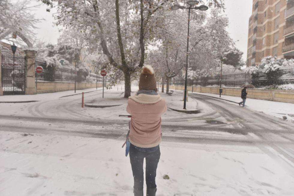 Filomena deja su rastro de nieve en Zaragoza