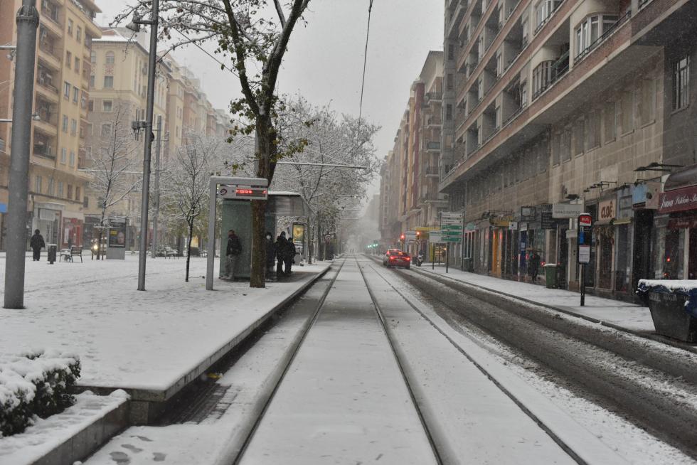 Filomena deja su rastro de nieve en Zaragoza