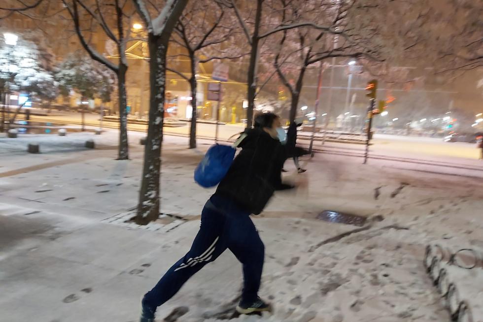 Nieve caída en la plaza de San Francisco de Zaragoza y su entorno