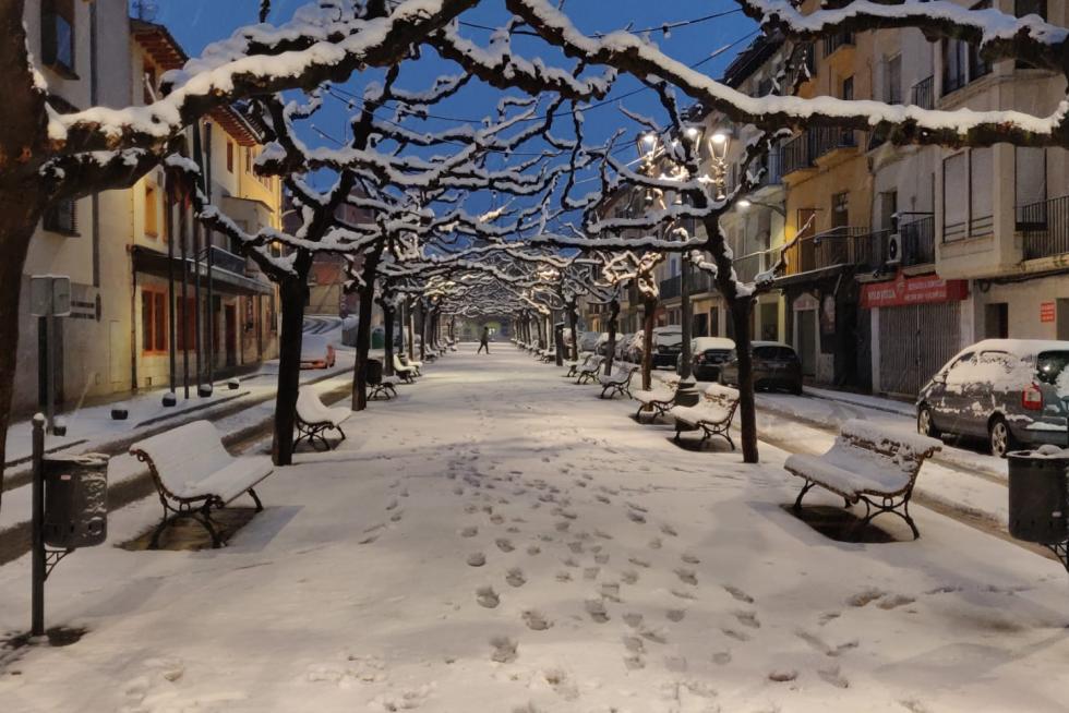 Nieve en Fraga por el temporal Filomena