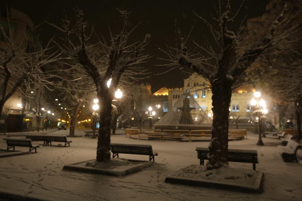 Nieve en Huesca capital este sábado por la borrasca Filomena