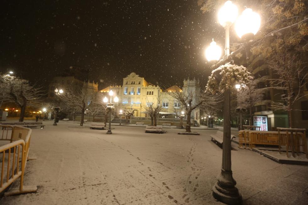 Nieve en Huesca capital este sábado por la borrasca Filomena