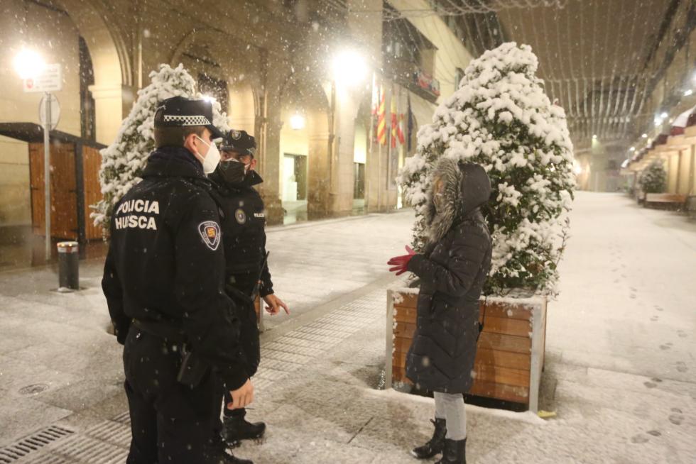 Nieve en Huesca capital este sábado por la borrasca Filomena