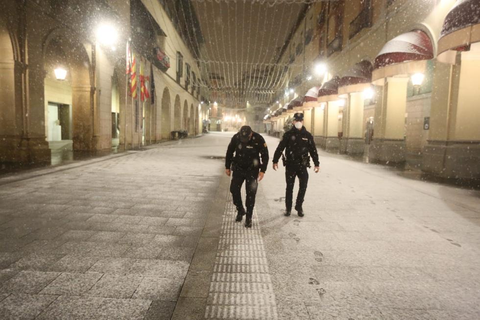Nieve en Huesca capital este sábado por la borrasca Filomena