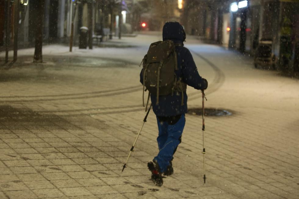 Nieve en Huesca capital este sábado por la borrasca Filomena