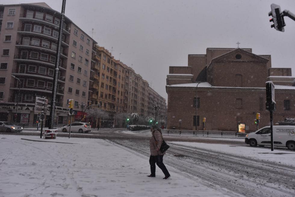 Nieve en Zaragoza por la borrasca Filomena
