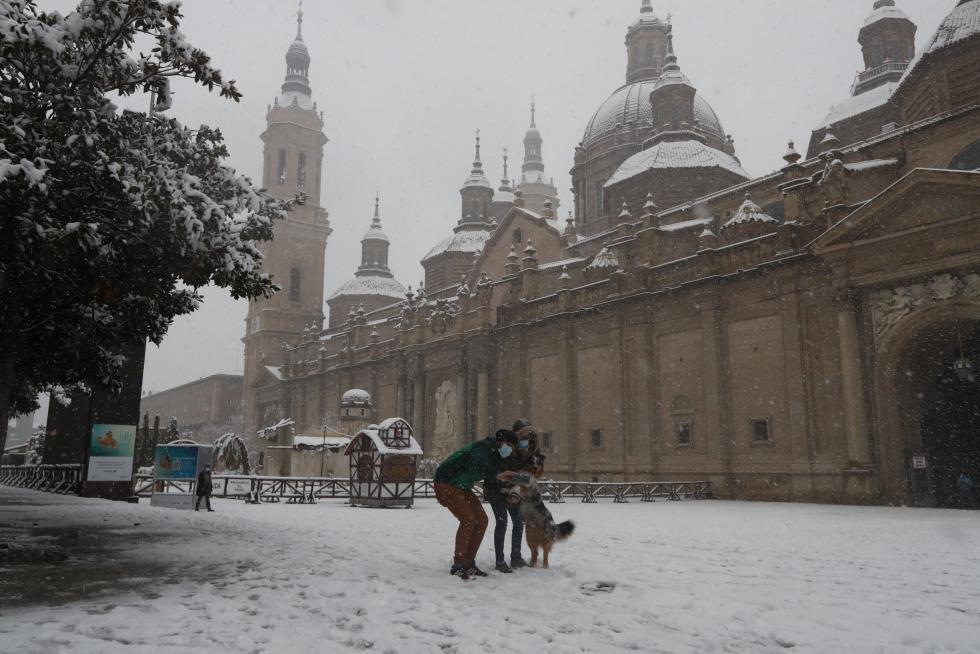 Nieve en Zaragoza por la borrasca Filomena