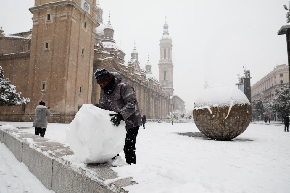 Nieve en Zaragoza por la borrasca Filomena