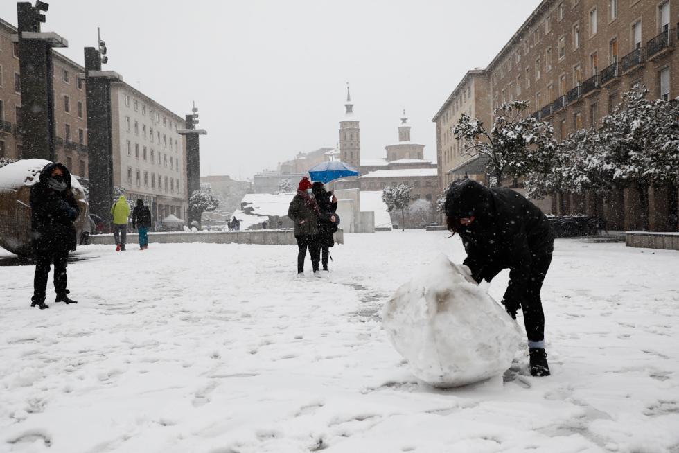 Nieve en Zaragoza por la borrasca Filomena