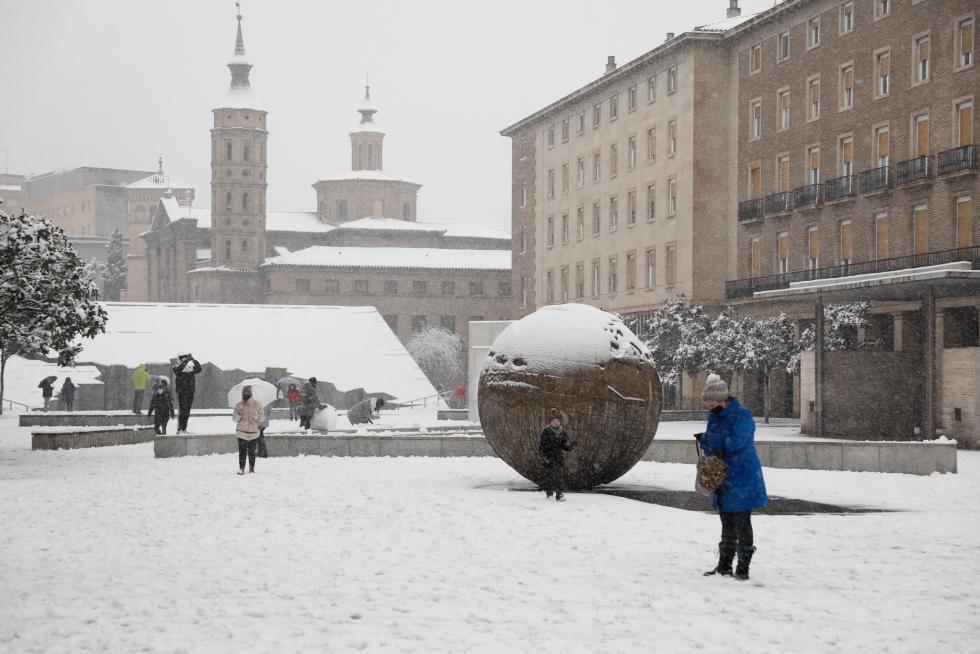 Nieve en Zaragoza por la borrasca Filomena