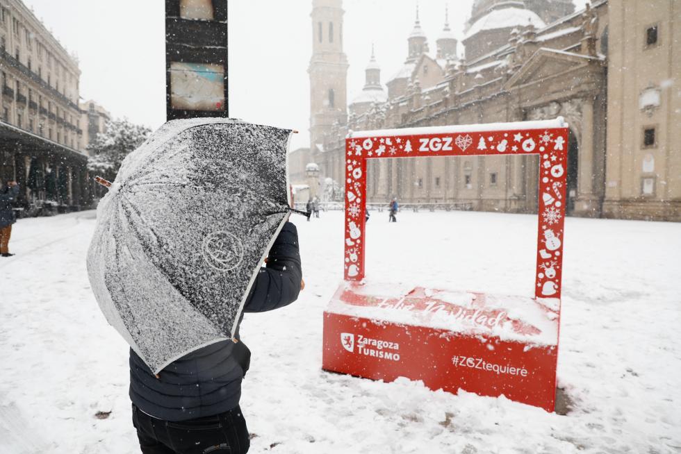 Nieve en Zaragoza por la borrasca Filomena