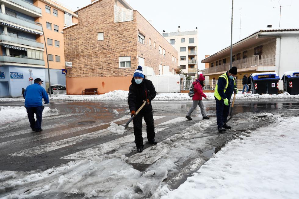 Nieve en Cuarte de Huerva, este domingo