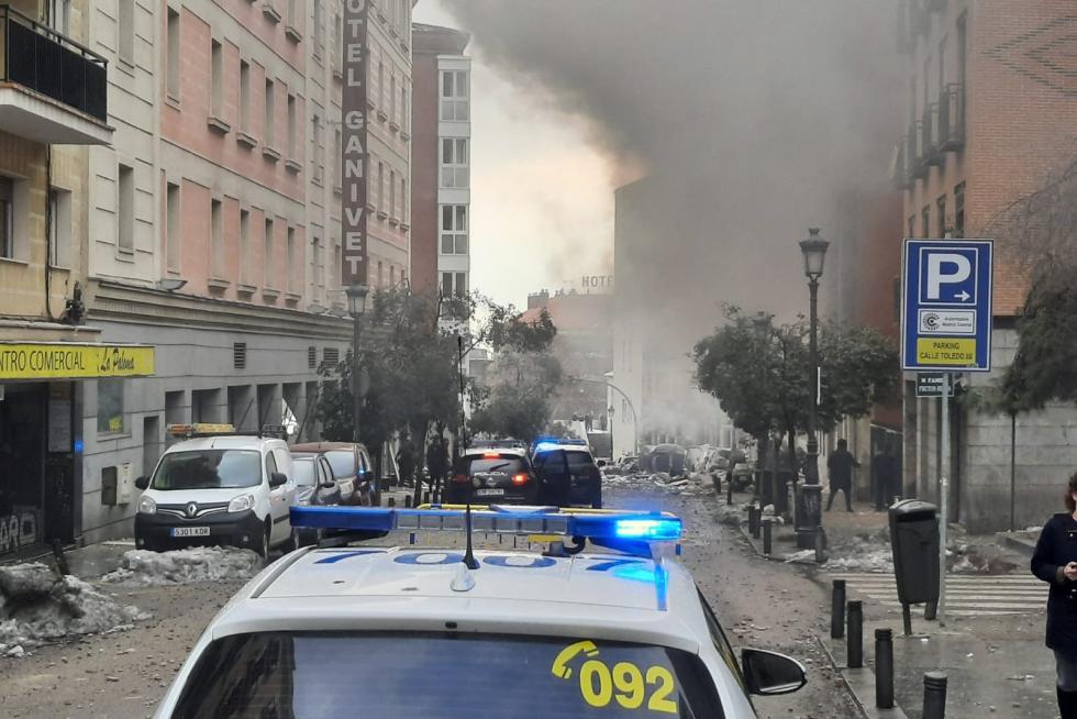Fuerte explosión en un edificio de Madrid