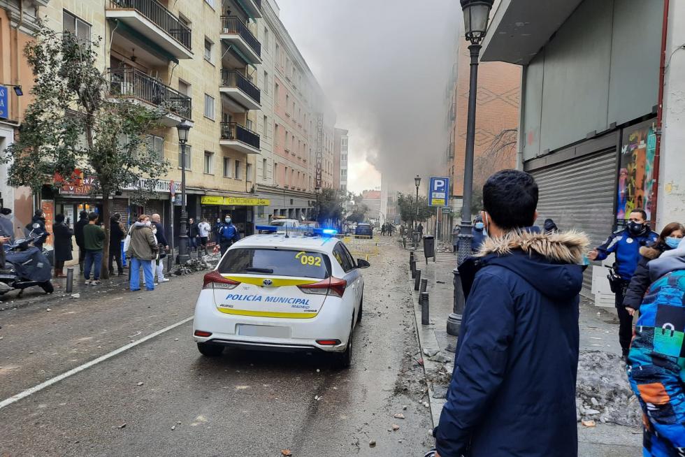 Fuerte explosión en un edificio de Madrid