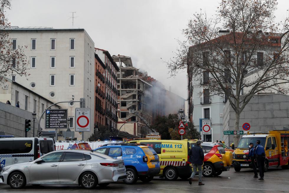 Fuerte explosión en un edificio de Madrid