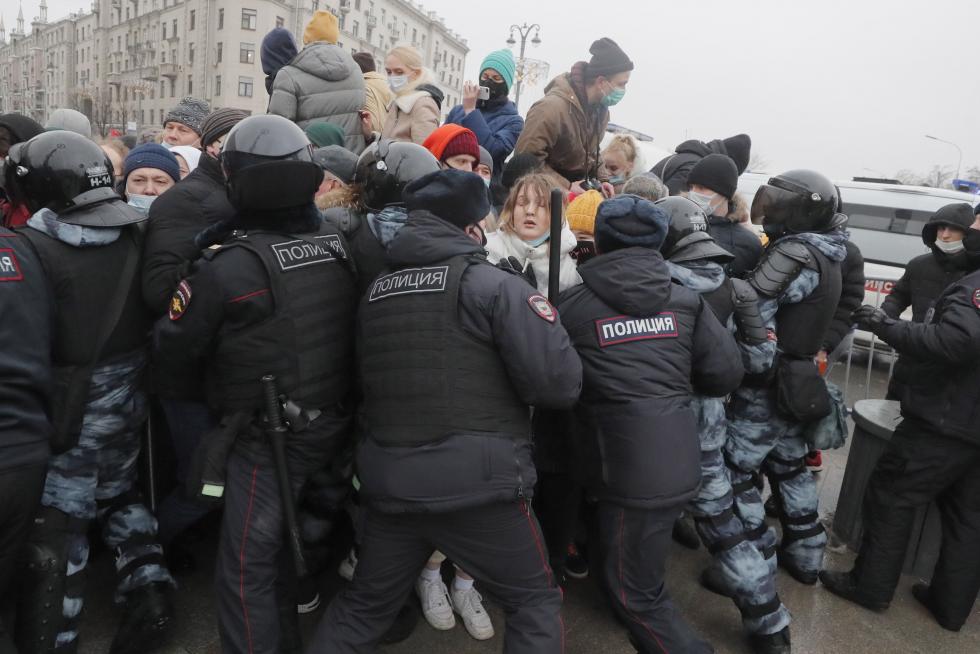 An unauthorized protest in support of Navalny in Moscow