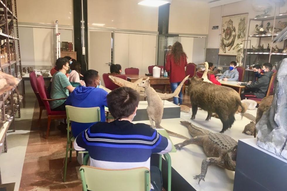 El IES Ramón y Caja de Huesca ha tenido que habilitar aulas en sitios de lo más insospechados ante la falta de espacio.