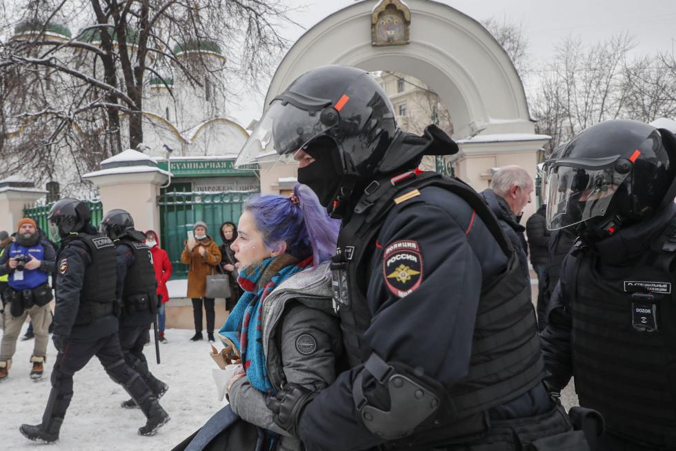 Detenciones masivas en Rusia en las manifestaciones de apoyo a Navalni