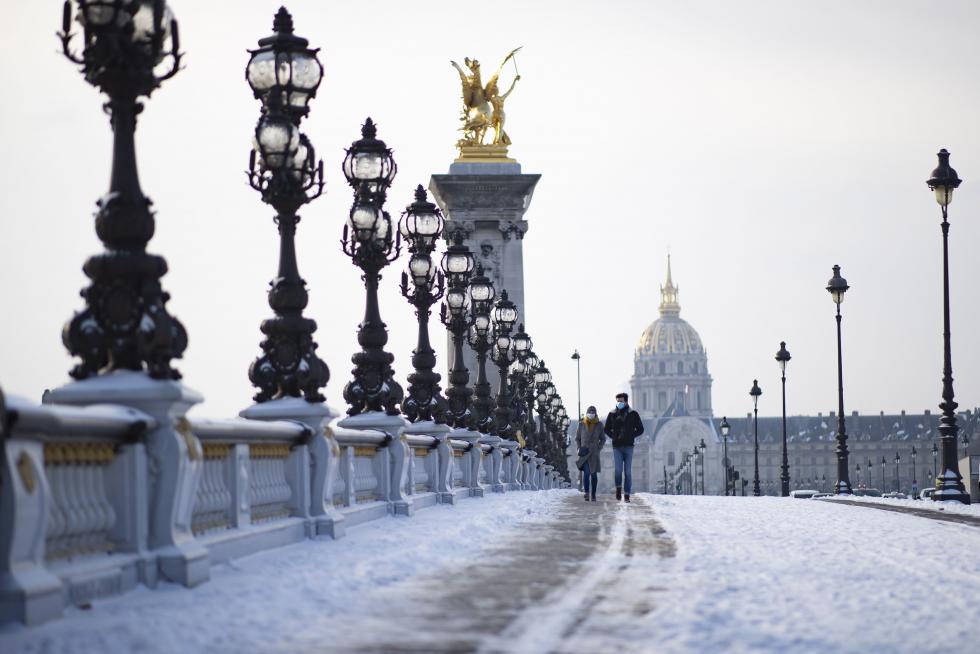 Paris blanketed in snow as winter chill sweeps across northern France