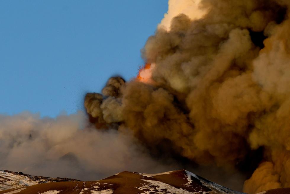 Eruption on Etna volcano in Sicily island, Italy