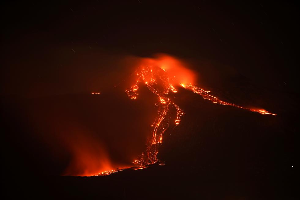 Mount Etna, Europe's most active volcano, leaps into action