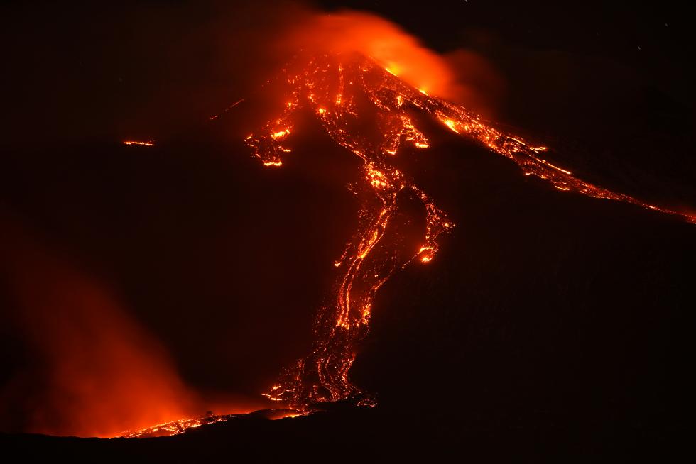 Mount Etna, Europe's most active volcano, leaps into action
