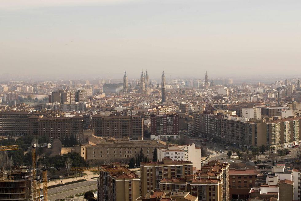 Panorámica desde la última planta del edificio, a 95 metros de altura, que se rematará con una antena y llegará a los 106 metros.