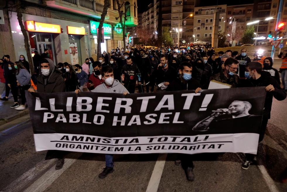 Protestas por la libertad de Hasel en Lleida