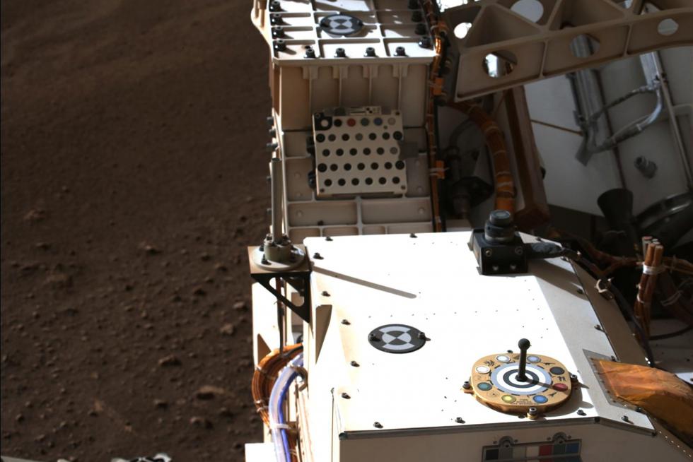 Mastcam-Z calibration targets of NASA’s Perseverance Mars rover are seen on Mars