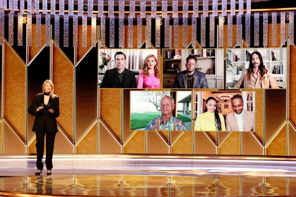 Actor John Boyega accepts the Best Supporting Actor - Television award for Small AWARDS-GOLDENGLOBES/