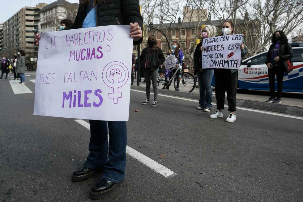 Concentraciones por el Día de la Mujer en Zaragoza.