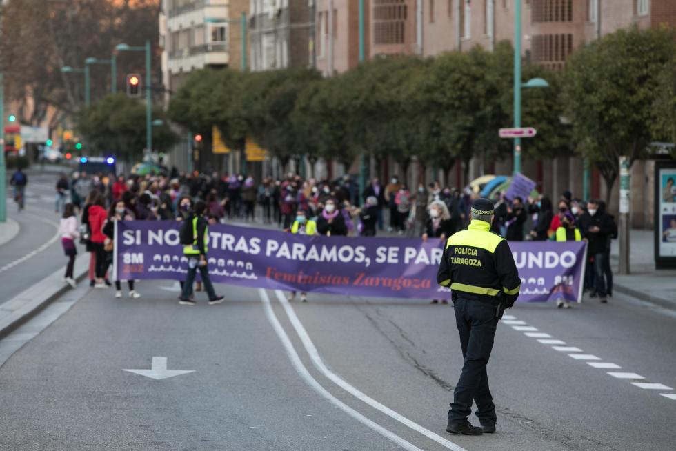 Marchas y concentración en la plaza del Pilar de Zaragoza.
