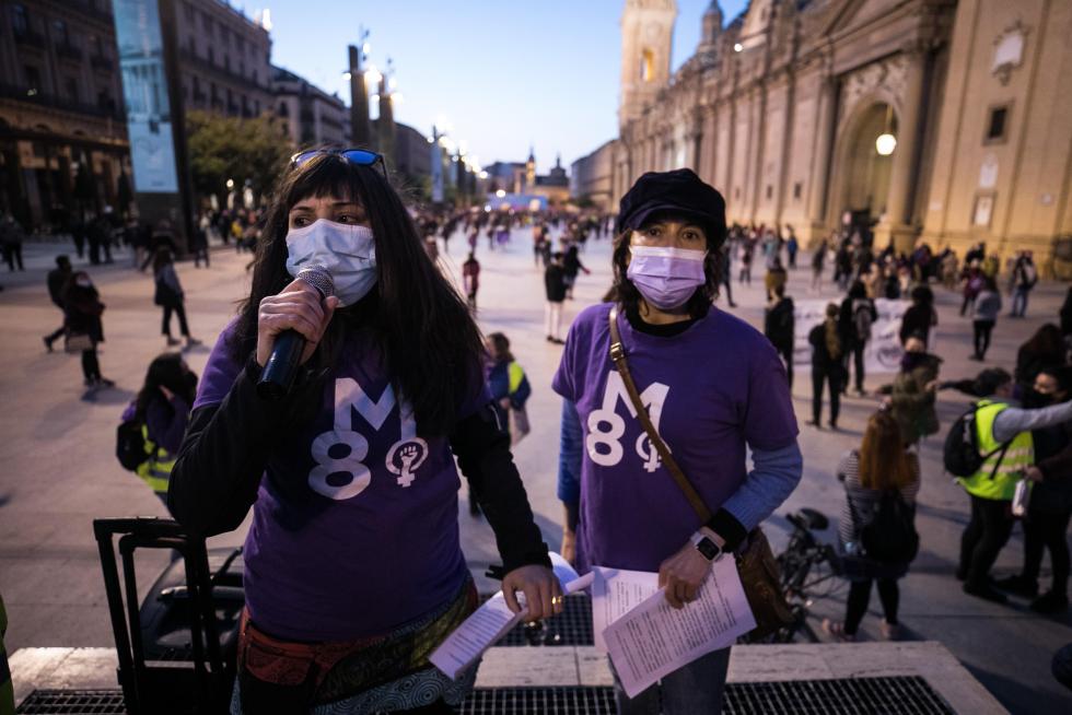 Marchas y concentración en la plaza del Pilar de Zaragoza.