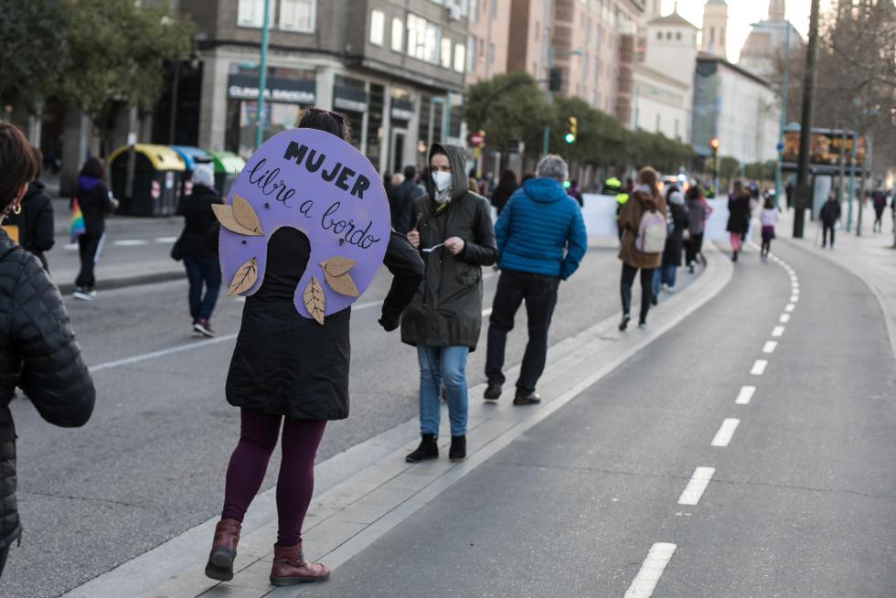 Marchas y concentración en la plaza del Pilar de Zaragoza.