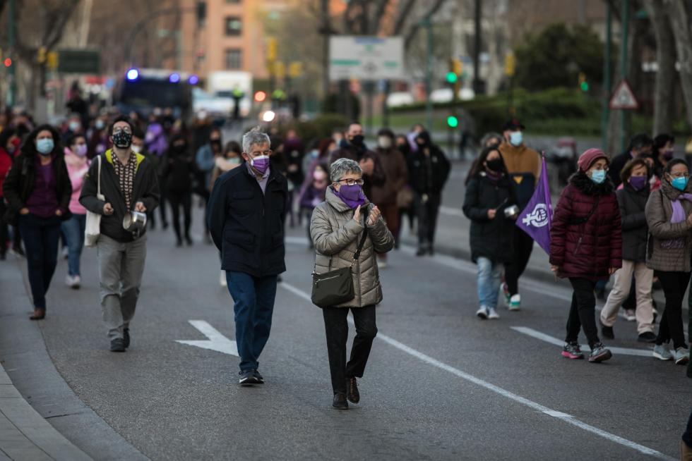 Marchas y concentración en la plaza del Pilar de Zaragoza.
