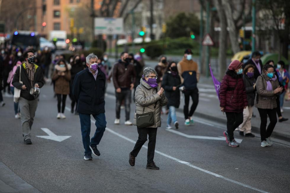 Marchas y concentración en la plaza del Pilar de Zaragoza.