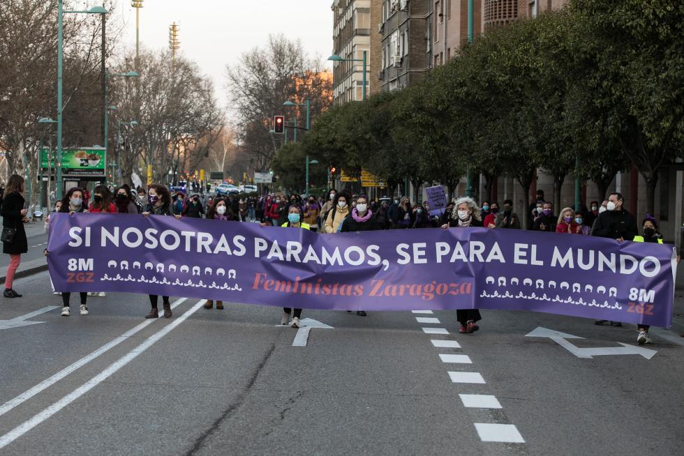 Marchas y concentración en la plaza del Pilar de Zaragoza.