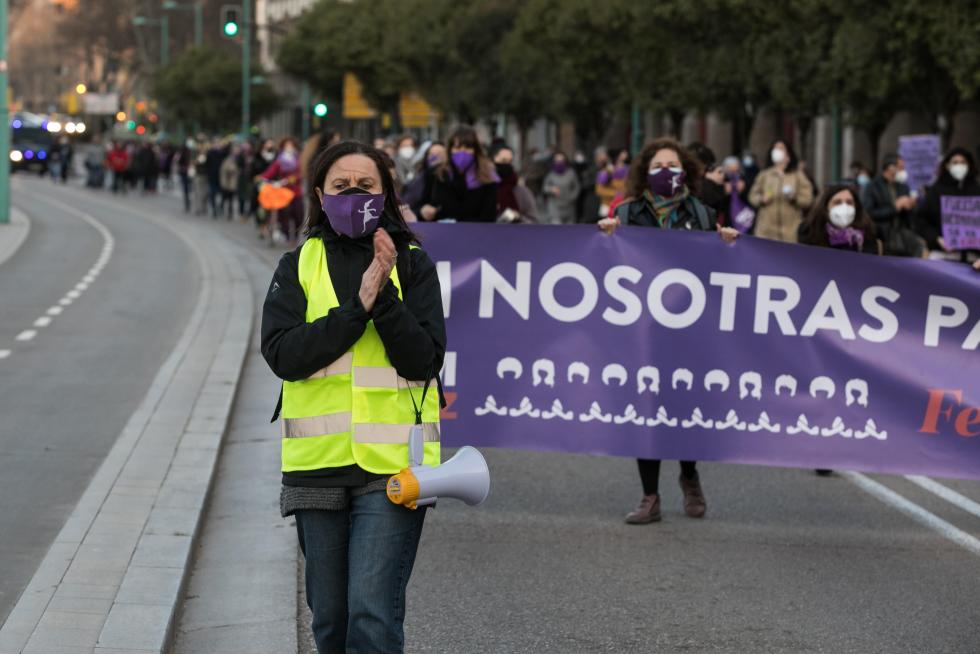 Marchas y concentración en la plaza del Pilar de Zaragoza.
