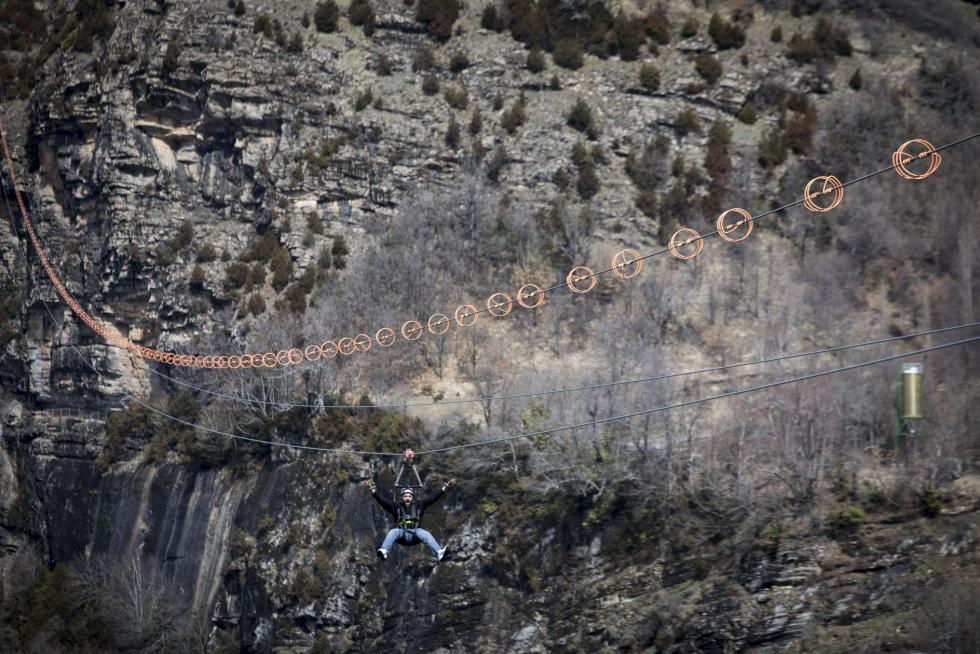 Tirolina de Hoz de Jaca en Huesca
