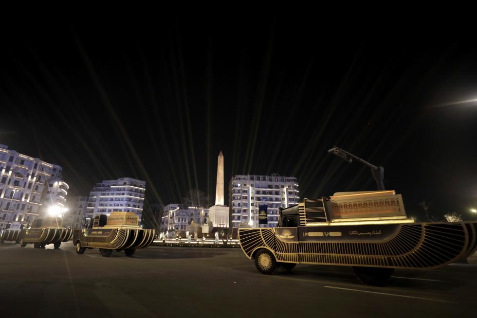 Transfer of mummies from the Egyptian Museum to the National Museum of Egyptian Civilization, in Cairo