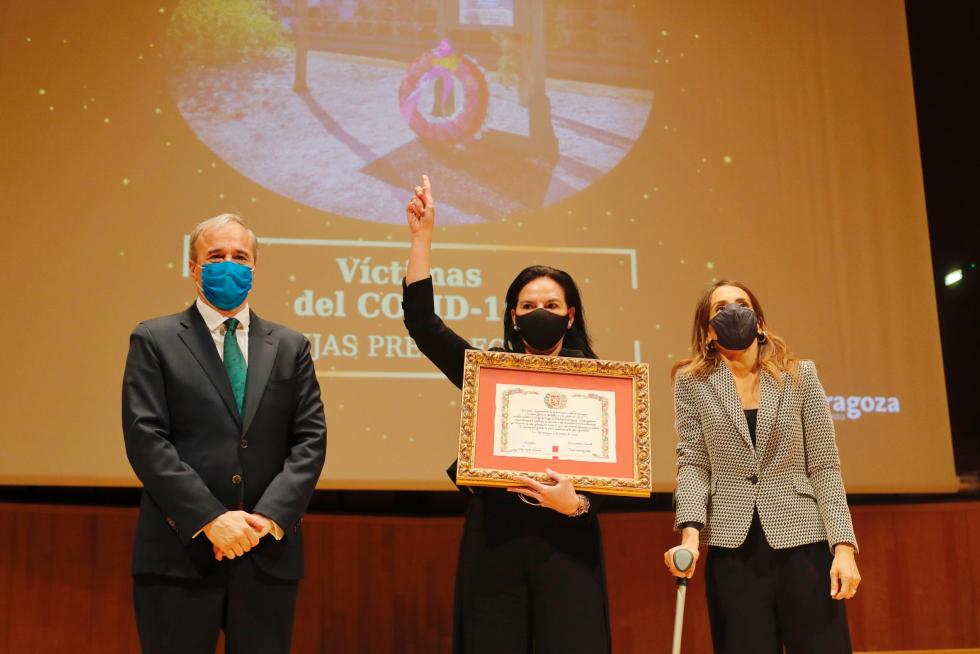 Foto de la entrega de las distinciones -Medalla de Oro, Hijos Predilectos e Hijos Adoptivos- del Ayuntamiento de Zaragoza 2020