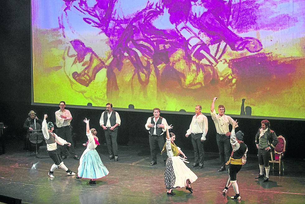 Un momento del espectáculo ‘Las voces de Goya’, ayer, en el Auditorio de Zaragoza