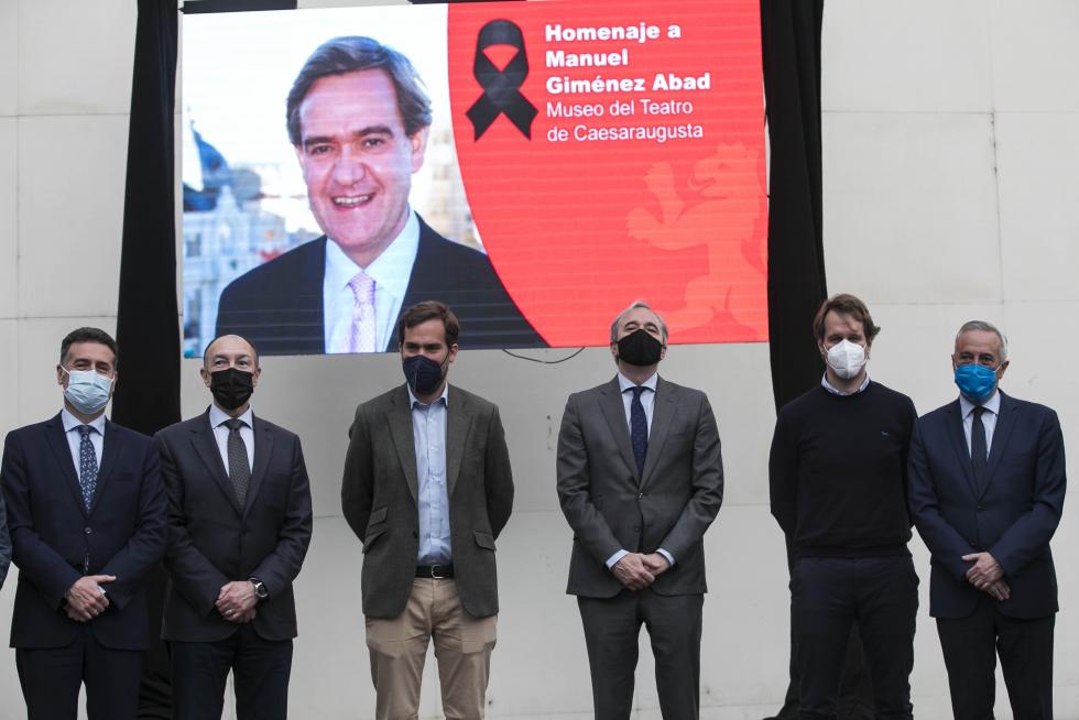 Acto de homenaje a Manuel Giménez Abad en el Teatro Romano de Zaragoza.